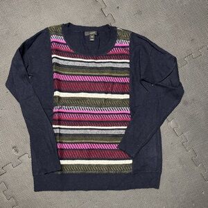J. Crew women’s Crewneck Sweater - Navy with Multicolor Stripes